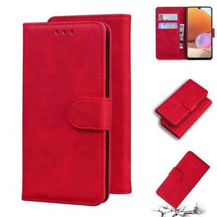 For Samsung Galaxy A32 4G Skin Feel Pure Color Flip Leather Phone Case(Red)