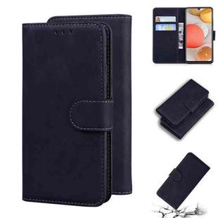 For Samsung Galaxy A42 5G Skin Feel Pure Color Flip Leather Phone Case(Black)