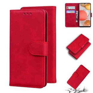 For Samsung Galaxy A42 5G Skin Feel Pure Color Flip Leather Phone Case(Red)