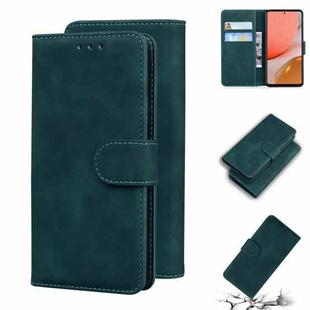 For Samsung Galaxy A72 5G Skin Feel Pure Color Flip Leather Phone Case(Green)