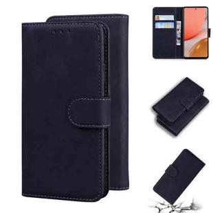 For Samsung Galaxy A72 5G Skin Feel Pure Color Flip Leather Phone Case(Black)