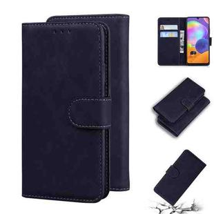 For Samsung Galaxy A31 Skin Feel Pure Color Flip Leather Phone Case(Black)