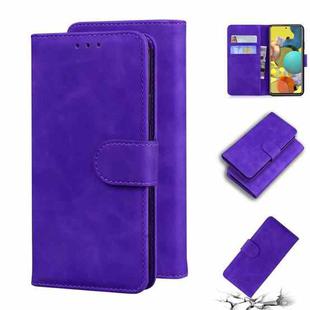 For Samsung Galaxy A71 5G Skin Feel Pure Color Flip Leather Phone Case(Purple)