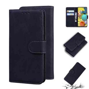 For Samsung Galaxy A71 5G Skin Feel Pure Color Flip Leather Phone Case(Black)