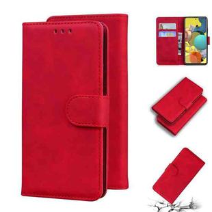 For Samsung Galaxy A71 5G Skin Feel Pure Color Flip Leather Phone Case(Red)