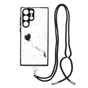 For Samsung Galaxy S22 Ultra 5G Starry Sky Epoxy TPU Phone Case with Neck Lanyard(Love)