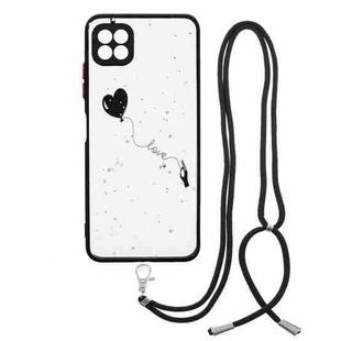 For Samsung Galaxy A22 5G Starry Sky Epoxy TPU Phone Case with Neck Lanyard(Love)