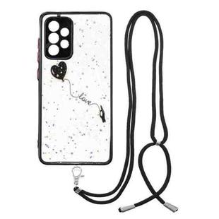 For Samsung Galaxy A53 5G Starry Sky Epoxy TPU Phone Case with Neck Lanyard(Love)