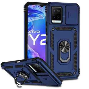For vivo Y21 Sliding Camshield Holder Phone Case(Blue)