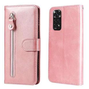 For Xiaomi Redmi Note 11 4G(Global)/Redmi Note 11s 4G(Global) Fashion Calf Texture Zipper Horizontal Flip Leather Case(Rose Gold)