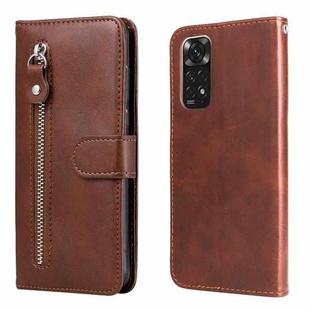 For Xiaomi Redmi Note 11 4G(Global)/Redmi Note 11s 4G(Global) Fashion Calf Texture Zipper Horizontal Flip Leather Case(Brown)