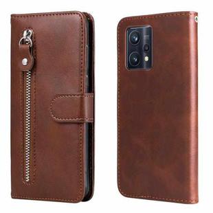 For OPPO Realme 9 Pro+ Fashion Calf Texture Zipper Horizontal Flip Leather Case(Brown)