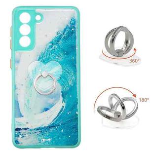 For Samsung Galaxy S22 5G Starry Sky Epoxy TPU Phone Case with Ring Holder(Waves)
