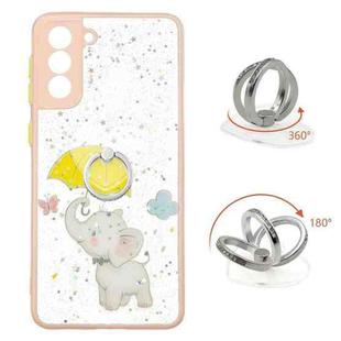 For Samsung Galaxy S21 FE 5G Starry Sky Epoxy TPU Phone Case with Ring Holder(Elephant)