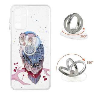 For Samsung Galaxy A13 5G Starry Sky Epoxy TPU Phone Case with Ring Holder(Owl)