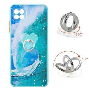 For Samsung Galaxy A22 5G Starry Sky Epoxy TPU Phone Case with Ring Holder(Waves)