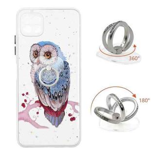 For Samsung Galaxy A22 5G Starry Sky Epoxy TPU Phone Case with Ring Holder(Owl)
