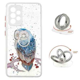 For Samsung Galaxy A53 5G Starry Sky Epoxy TPU Phone Case with Ring Holder(Owl)