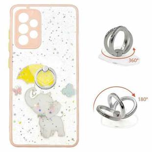 For Samsung Galaxy A73 5G Starry Sky Epoxy TPU Phone Case with Ring Holder(Elephant)