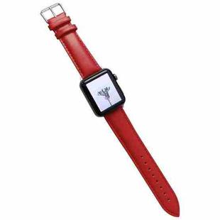 Glossy Leather Watch Band For Apple Watch Series 8&7 41mm / SE 2&6&SE&5&4 40mm / 3&2&1 38mm(Red)