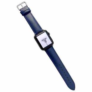 Glossy Leather Watch Band For Apple Watch Series 8&7 41mm / SE 2&6&SE&5&4 40mm / 3&2&1 38mm(Blue)