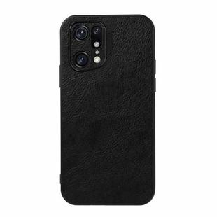 For OPPO Find X5 Accurate Hole Two-color Litchi Texture PU Phone Case(Black)