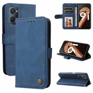 For OPPO Realme 9i / A36 4G / A76 4G(Global) Skin Feel Life Tree Metal Button Horizontal Flip Leather Case(Blue)
