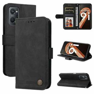For OPPO Realme 9i / A36 4G / A76 4G(Global) Skin Feel Life Tree Metal Button Horizontal Flip Leather Case(Black)
