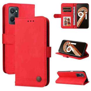 For OPPO Realme 9i / A36 4G / A76 4G(Global) Skin Feel Life Tree Metal Button Horizontal Flip Leather Case(Red)