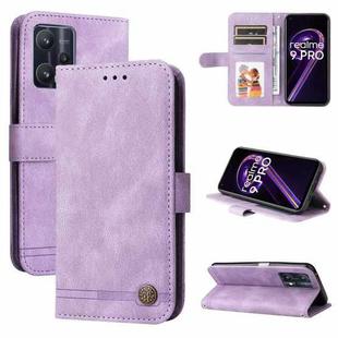 For OPPO Realme 9 Pro/Realme V25 Skin Feel Life Tree Metal Button Horizontal Flip Leather Case(Purple)