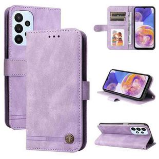 For Samsung Galaxy A23 /Galaxy M23/Galaxy F23 Skin Feel Life Tree Metal Button Horizontal Flip Leather Case(Purple)