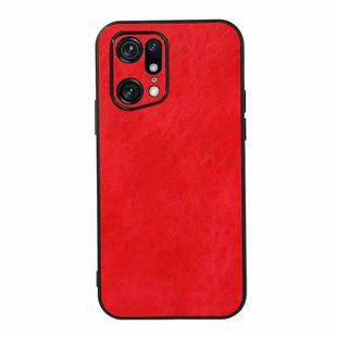 For OPPO Find X5 Accurate Hole Crazy Horse Texture PU Phone Case(Red)