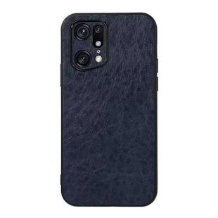 For OPPO Find X5 Accurate Hole Crazy Horse Texture PU Phone Case(Blue)