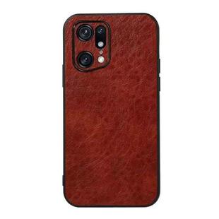 For OPPO Find X5 Accurate Hole Crazy Horse Texture PU Phone Case(Brown)