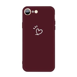 For iPhone SE 2022 / SE 2020 / 8 / 7 Three Dots Love-heart Pattern Colorful Frosted TPU Phone Protective Case(Wine Red)