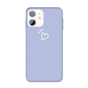 For iPhone 11 Three Dots Love-heart Pattern Colorful Frosted TPU Phone Protective Case(Light Purple)