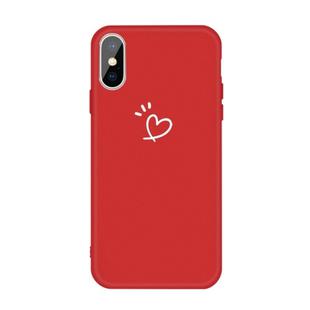 For iPhone X / XS Three Dots Love-heart Pattern Colorful Frosted TPU Phone Protective Case(Red)