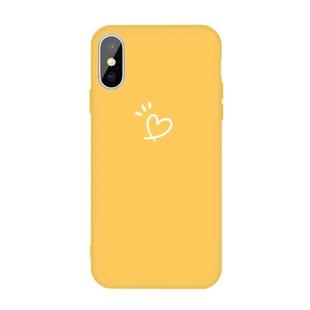 For iPhone X / XS Three Dots Love-heart Pattern Colorful Frosted TPU Phone Protective Case(Yellow)