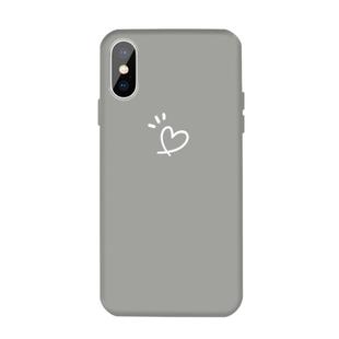 For iPhone X / XS Three Dots Love-heart Pattern Colorful Frosted TPU Phone Protective Case(Gray)