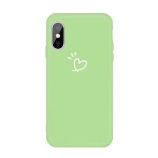 For iPhone X / XS Three Dots Love-heart Pattern Colorful Frosted TPU Phone Protective Case(Green)