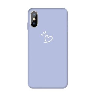 For iPhone X / XS Three Dots Love-heart Pattern Colorful Frosted TPU Phone Protective Case(Light Purple)