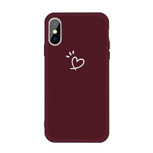 For iPhone XS Max Three Dots Love-heart Pattern Colorful Frosted TPU Phone Protective Case(Wine Red)