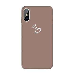 For iPhone XS Max Three Dots Love-heart Pattern Colorful Frosted TPU Phone Protective Case(Khaki)