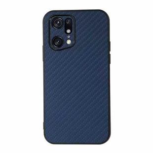 For OPPO Find X5 Accurate Hole Carbon Fiber Texture PU Phone Case(Blue)