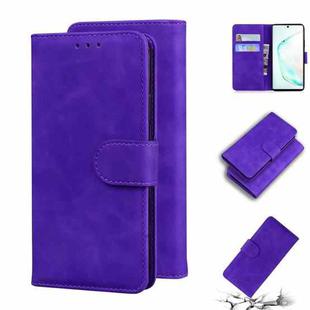 For Samsung Galaxy Note10 Skin Feel Pure Color Flip Leather Phone Case(Purple)