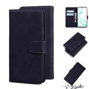 For Samsung Galaxy Note10+ Skin Feel Pure Color Flip Leather Phone Case(Black)