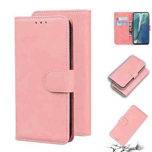 For Samsung Galaxy Note20 Skin Feel Pure Color Flip Leather Phone Case(Pink)