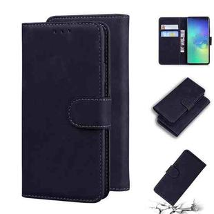 For Samsung Galaxy S10+ Skin Feel Pure Color Flip Leather Phone Case(Black)