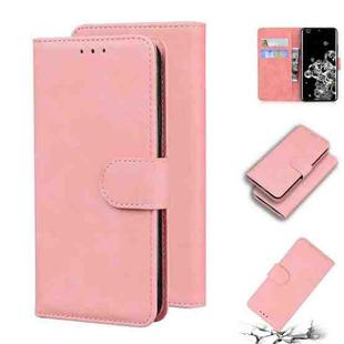 For Samsung Galaxy S20 Ultra Skin Feel Pure Color Flip Leather Phone Case(Pink)