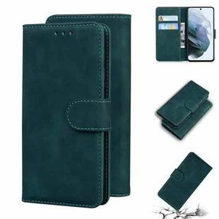 For Samsung Galaxy S21 FE 5G Skin Feel Pure Color Flip Leather Phone Case(Green)